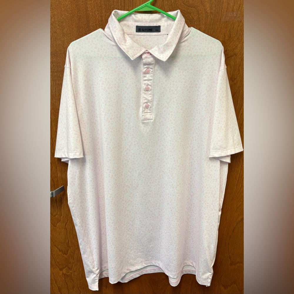 G/FORE Pale Pink Subtle Print Short Sleeve Polo